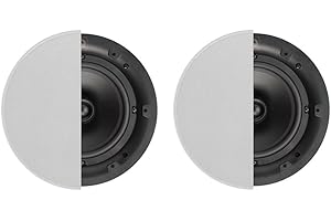 Q ACOUSTICS QI65C 6.5" Ceiling Speaker Pair In-Ceiling Speakers for Home Audio, Hi-Fi Installation System, Moisture Proof Round & Square Magnetic Grilles, 60W