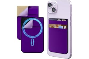 imluckies 1+1 Cartera Magnética Wallet para Magsafe iPhone 15/14/13/12 Series, Ultrafino Doble Bolsillo Elástico Crédito Magnet Tarjetero [Autoadhesiva para Billetera], Morado Profundo