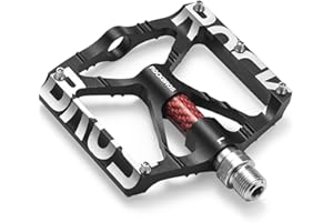 ROCKBROS Pedali per Bici Pedali MTB in Lega di Alluminio 9/16" con Cuscinetti Sigillati Pedali Antiscivolo Nero/Rosso