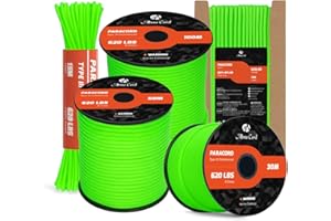 Abma Cord Paracord 4mm 50m 100% Nylon Rope 9 Strands Type III Parachute Cord for DIY, Camping, Survival, Outdoor - Max. 280kg - Neon Green