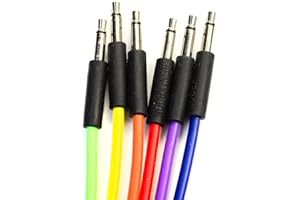 Heinakroon Slimline Multi-Colored CV Patch Cables with Black Connectors Eurorack Modular Patch Leads, 6-Pack (23.6")
