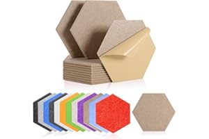 Rdutuok 12 Panneau Acoustique Mural Autocollante,30 x 26 x 1cm Panneaux Acoustiques Hexagonal Auto-Adhésif Pour Studio d'enregistrement,Bureau,Studio et Décoration,Camel Foncé