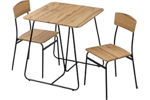 Baroni Home Esstisch-Set mit 2 Stühlen, modernes Design, leicht, für drinnen und draußen, für Esszimmer, Restaurant, MDF und Stahl, einfache Montage, Schwarz mit Eicheneffekt
