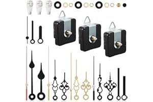 Outus 3 Stücke Nicht Tickender Quarz Uhrwerk Mechanismus mit 6 Sets von Kurzzeiger Batteriebetriebenen Uhrmotor Kits für DIY Reparatur Ersatz (0.5 inch/13 mm)