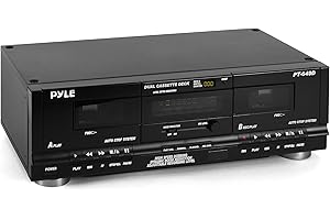 Pyle Home Digital Tuner Dual Cassette Deck | Media Player | Music Recording Device with RCA Cables | Switchable Rack Mounting Hardware | CrO2 Tape Selector | Included 3 Digit Tape Counter - 110V/220V