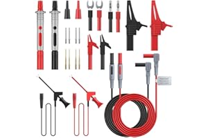 Proster Kit Puntali da Test per Multimetro Kit Test Leads 24 in 1 con Clip a Coccodrillo Spina Banana Sonda Test Arraffone a Molla Ecc per Tester Circuito Tensione