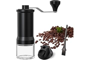 BDHYYM Macinacaffè manuale, macinacaffè manuale con macinacaffè in ceramica ad alta precisione, regolazione precisa del grado di macinazione, regolabile in 30 livelli, per espresso a francese, nero