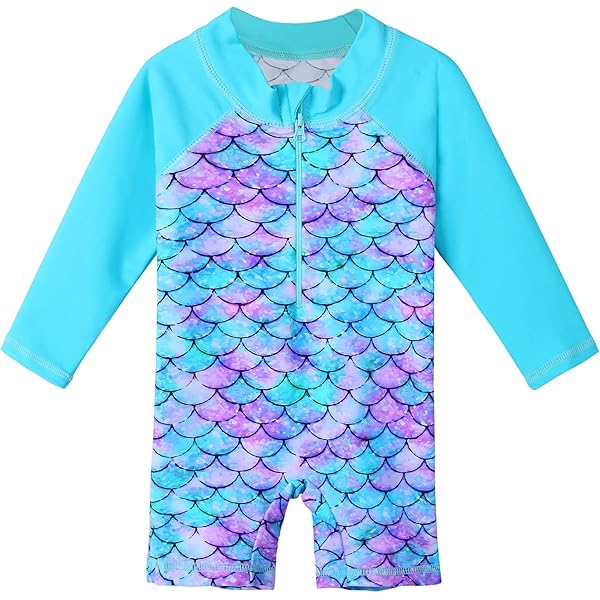 Yuanyu Kids Girl One Piece Swimsuits Rash Guard Swimwear Long Sleeve Zipper Front Bathing Suit - Foto 8