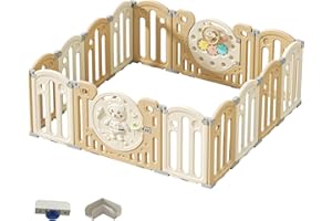 Gcarebb Parque Infantil Bebe, Parque Infantil Bebe, Corralito Bebe Seguro y Robusto, Cerraduras de Seguridad, Forma Ajustable, Almacenaje Plegable, Antideslizante(12 14 16 Panel)