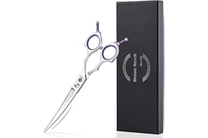 Dream Reach Fellschere 6,5 Inch Gebogene Hundeschere Katzenschere Hunde Haarschere Hundescheren zur Fellpflege für alle Hunde Katze Schneiden und Grooming Japanischer Edelstahl 440C Handarbeit