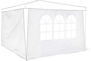 Relaxdays 10020081_49 Panneau latéral pour pavillon tonnelle de jardin tente réception de 3 x 3 m parois fenêtres protection pluie vent soleil, blanc lot de 2
