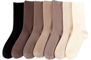 Riccess 7 par wygodnych, modnych wełnianych skarpet dla dziewcząt, sportowe miękkie skarpety dla kobiet, rozciągliwe neutralne skarpety nad kostkę, na każdą porę roku, wielokolorowe, 6-12,