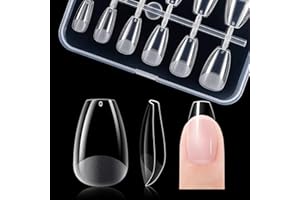 Gelike ec Cercueil Court Pose Américaine Ongles Capsule Courte Faux Ongles en Gel 120PCS 12 Tailles Couverture Complète, Prothésiste Ongulaire, Débutant, Salons de Manucure, en Résine