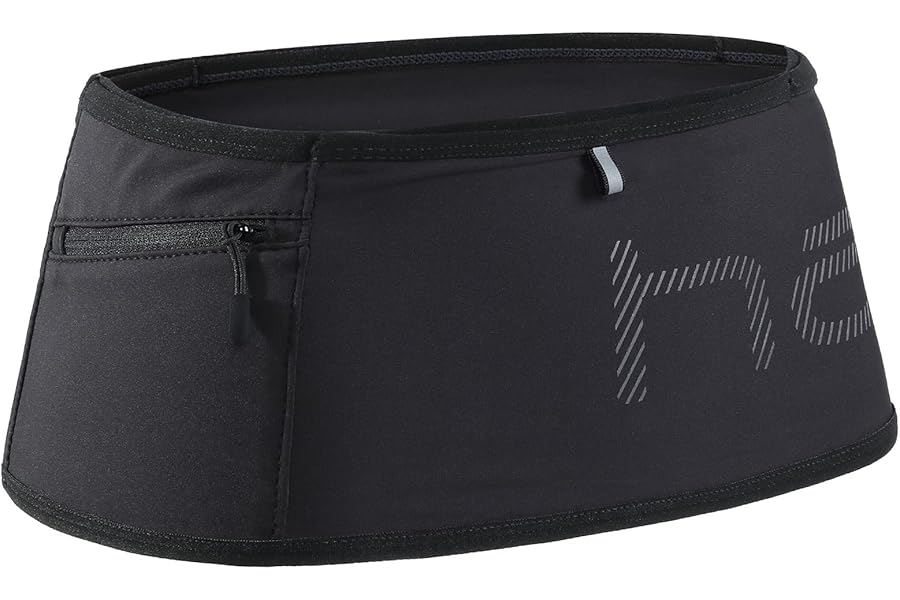 Haimont Lightweight Running Belt, Phone Holder for Men and Women, Non Chafing Waist Band Pack for Phone, Moisture Wicking Storage Belt, M, Black