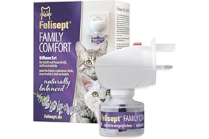 Felisept Family Comfort Relaxing Agent in Multi-Cat Household Plug-In Diffuser and Refill 45ml Starter Set - With natural catnip - Cat plug in calmer - Release tensions and reduce sustainably