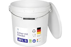 ‎BENBOW BenBow - Eimer mit Deckel 20l weiß 1x 20 Liter - lebensmittelecht stabil luftdicht auslaufsicher geruchsneutral - Aufbewahrungsbehälter aus Kunststoff - Metalgriff - Rissfester Griff, leer - zur Hause