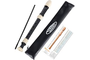 Classic Cantabile Stellina flet prosty sopranowy – C-sopran – barokowy uchwyt – flet prosty z tworzywa sztucznego – idealny dla początkujących i zaawansowanych – torba, drążek wycieraczki i tabela