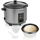 Tristar Rice Cooker, Capacity 1.8 L, Stainless Steel Body with Glass Lid, Non-Stick Container, Automatic Shut-off and Keep Wa