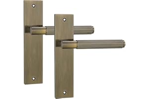 Decoranddecor Hera Antique Brass Knurled Backplate Door Handles Set – Lever Operation Internal Hardware with 145mm Handle on 200x45mm Panel for Modern and Secure Installations