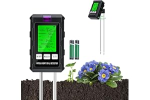 Mcbazel Tester gleby, wielofunkcyjny tester gleby 6 w 1 pH/temperatura/płodność/natężenie światła / wilgotność otoczenia, miernik wilgotności powietrza do roślin trawnikowych/roślin