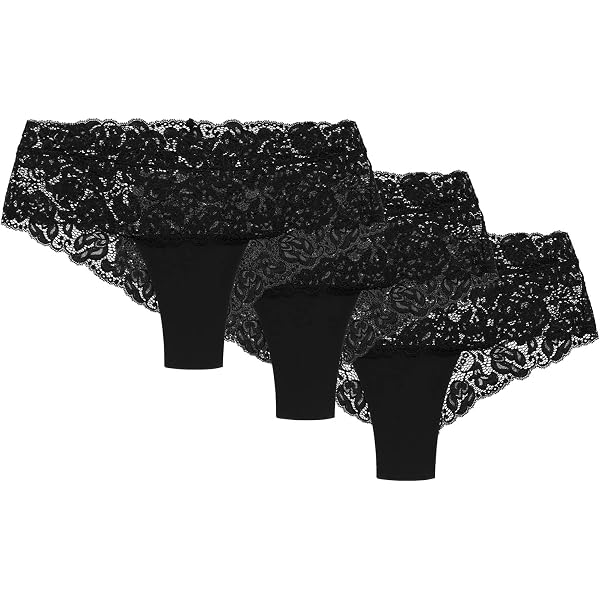 Iris & Lilly Culotte Hipster Cheeky En Dentelle Femme, Lot De 3 - Confort Invisible Et Élégance Naturelle