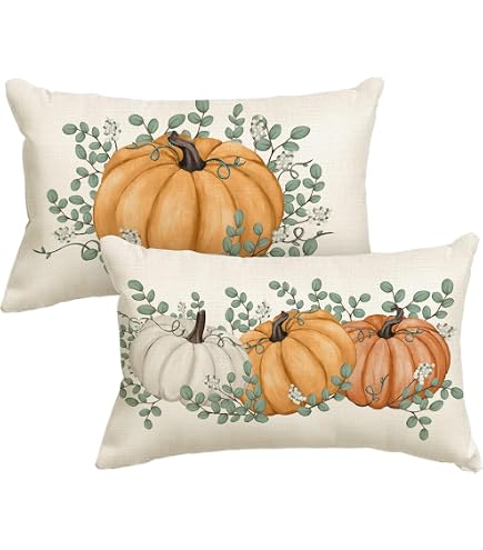 RABUSOFA Federa Decorativa Autunnale A Forma Di Zucca – 30,5x50,8 Cm, Lino Poliestere