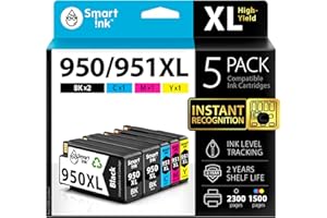 ‎SMART INK Smart Ink Kompatybilne wkłady atramentowe jako zamiennik do HP 950XL 951XL 950 951 XL (5 Multipack) do użytku z Officejet Officejet 8100 8600 8610 8620 8630 8640 8660 8615 8625 251DW (2 BK & C/M/Y)