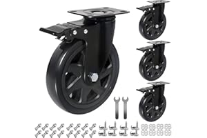 IQWTU Ruote per Mobili Pesanti da 150MM, Ruote per Carrello con Freno Carico 1000kg, Set di 4 Rotelle Girevoli per Mobili Rotanti a 360°, Ruota Pesanti Rotelle in PU Silenziose e Resistenti