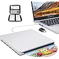 SOMDARHK External DVD Drive USB: Type-C Slot-in CD/DVD Burner Writer Slim Portable +/- RW Superdrive for Apple Mac MacBook Windows - Aluminum Alloy with USB 3.0 Adapter & Bag (Sliver)