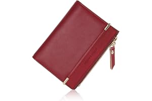 SUKUTU Ladies Purse, Women's Wallet PU Leather Wallet Small Bifold Womens Wallet Card Holder Zipper Coin Purse (Red)