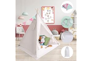 HALOVIE Tenda Per Bambini Teepee per Bambini in Tela di Cotone per Ragazzi & Bambina di 3,4,5,6,7 Anni
