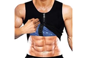 Yokald Chaleco Sauna Deportivo Hombre Faja Reductora Adelgazante Hombres Compresión de polímero Camiseta para Adelgazante Sudoración con Cremallera para Deporte Fitness