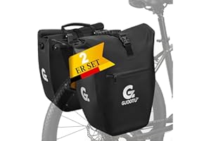 GUOOTU 2 Er Set Fahrradtasche für Gepäckträger 48L,aus Tarpaulin Hinten Gepäckträgertasche mit Reflektoren, mit Tragegriff und Schultergurt(Schwarz 24L, 2er Set)