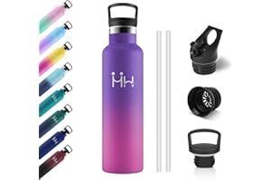 KOLLYKOLLA Botella Termica 750ml, Botella Agua Acero Inoxidable con Pajita y Filtro, Reutilizable, Fácil de Limpiar, Termo a Prueba de Fugas, sin BPA, Cantimplora para Deporte, Oficina, Gimnasio, Ciclismo