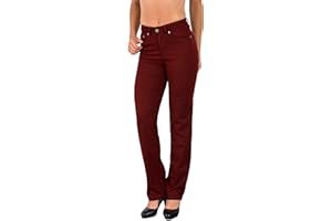 ESRA Damen Hose Straight Leg Hose High-Waist Damen Regular Stretch Stoffhose Business-Hose bis Übergröße Große Größe T101
