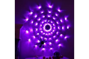LOOHOME Halloween Spinnennetz Lichter 120 LEDs 8 Modes Lichterketten 1Meter Durchmesser Wasserdichte Netzlichter Decor für Haushof Garten Indoor Outdoor