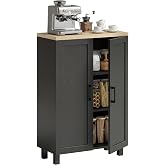 HOMCOM Sideboard with 2 Doors Kitchen Side Cabinet 60 x 30 x 90 cm Black | Narrow Living Room Sideboard Adjustable Shelf Kitc