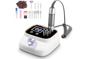 Zawaer Torno para Uñas 45,000RPM, Profesional Lima Electrica Uñas, Velocidad Ajustable,Set de Accesorios para Manicura y Pedicura con Brocas de Cerámica,para Uso Doméstico Salones de Uñas Dorado