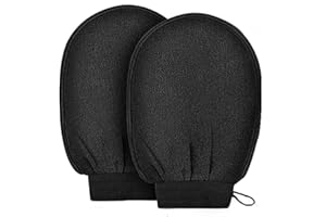 ENLIK Peelinghandschuh 2 Stück,Massage Peeling Handschuh Handschuhe, Exfoliating Gloves, hamam handschuh, Exfoliating Gloves für Körper Und Gesicht(Schwarz)