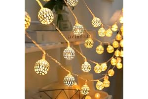 ENLACE Marokański łańcuch świetlny LED, 1,5 m, 10 kulek, ciepła biel, zasilanie bateryjne