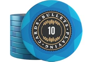 Bullets Playing Cards, Adriana Lot de 25 jetons de poker en argile pour kit de poker, différentes valeurs, 4 cm de diamètre, poids 14 g (10 pièces)