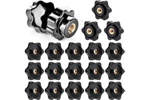 TESSTSY 20 tuercas M6 con mango de estrella, 25 mm de diámetro, tuerca de mariposa exterior, tornillo moleteado rosca interior de latón, tuerca moleteada m6, tuercas de mango moleteado para máquinas