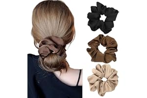 Ypkia Gumki do włosów Scrunchies z satyny dla kobiet, czarne, duże, miękkie, elastyczne, dla kobiet i dziewcząt (3 sztuki)