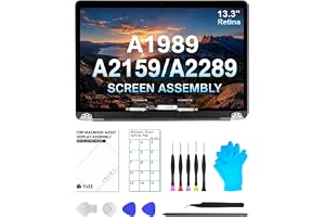 Dilcmtif A1989 A2159 A2289 ersättningsskärm 33,8 cm för MacBook Pro LCD