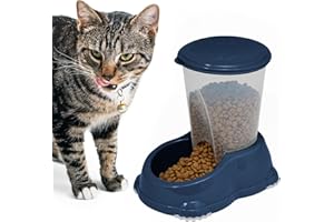 CAT CENTRE Smarty Snacker Bowl 1.5L Automatic Gravity Dry Food Dispenser Snacks Dog Rabbit Small Animal Premium Pet Supplies Kittens Healthy Feeder Dark Blue