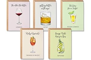 Paperlane by Essi 5er Set Postkarten Drinks (5er Postkarten, Drinks) (5 Klappkarten mit Umschlag)
