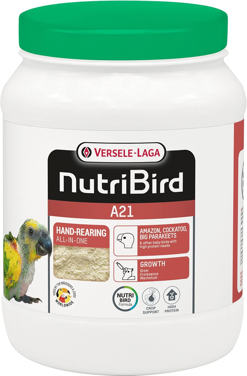 VERSELE-LAGA - NutriBird A21 - Alimento para crías de pájaros criadas a Mano - Amazonas, cacatúas, cotorras - Rico en proteínas - 800g
