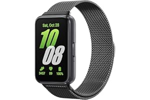 Astorgos Metal Strap Compatible with Samsung Galaxy Fit 3, Stainless Steel Mesh Loop Adjustable Magnetic Clasp Watch Band Replacement Wristband for Women Men