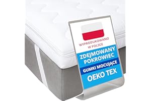 Pillows24 – Topper na materac 180x200 cm z pianki zimnej | Wysokość 6 cm | Pokrowiec z zamkiem + antypoślizgowy spód | Oeko-TEX | Made in EU | Nakładka na materac do każdego łóżka