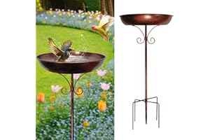Restorgan Vogelbad für den Garten,Vogeltränke Stehend,35In Metall Vintage Freistehendes Vogelbad mit Stabiler 5-Zinken-Basis,Vogeltränke Groß Frostsicher Winterfest (Antike Bronze)